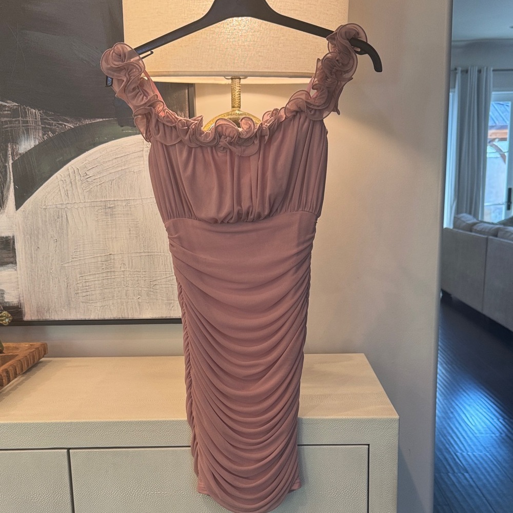 Elegant Mauve Ruffle Dress